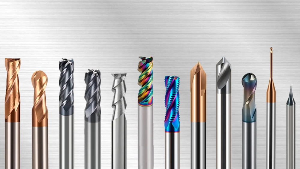 MSU carbide end mills in assorted flute counts, coatings and end geometries
