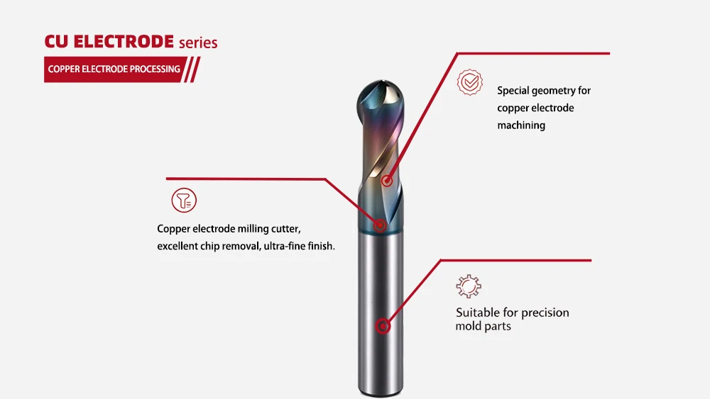Ball nose end mill diagram for copper electrode machining